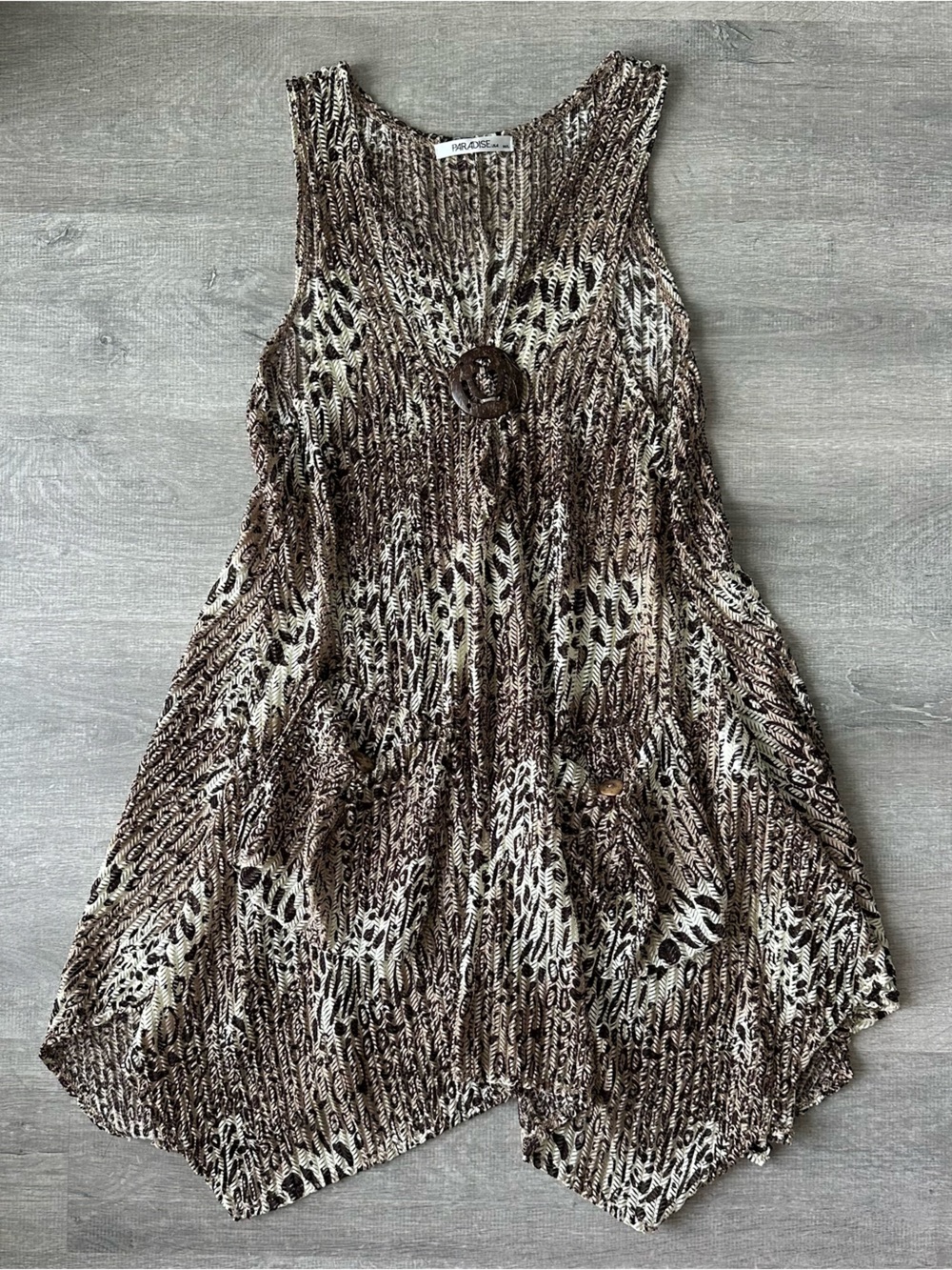 Paradise USA Brown & Cream Leopard print Sleeveless Boho Tunic / Mini dress